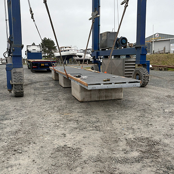 New pontoon offloading from truck